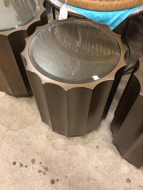 18" Bronze Fluted Accent Table