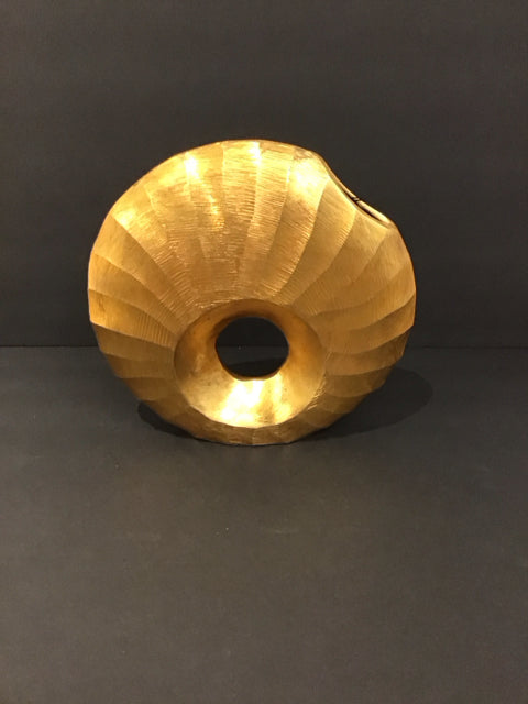 10" Tahari Home Gold Metal Round Vase