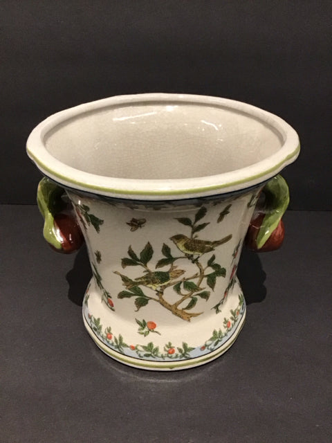 Crackled Planter w/Fruit Decor Handles