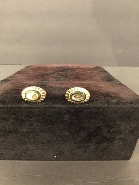 Gold Cufflinks w/Abalone