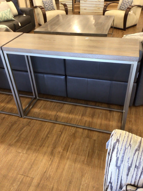 Wood Top Metal Base Console Table