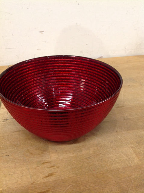 Red Glass Metallic Bowl