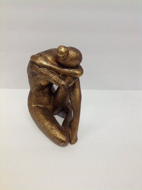 8" Gold Resin Resting Lady Sculpture