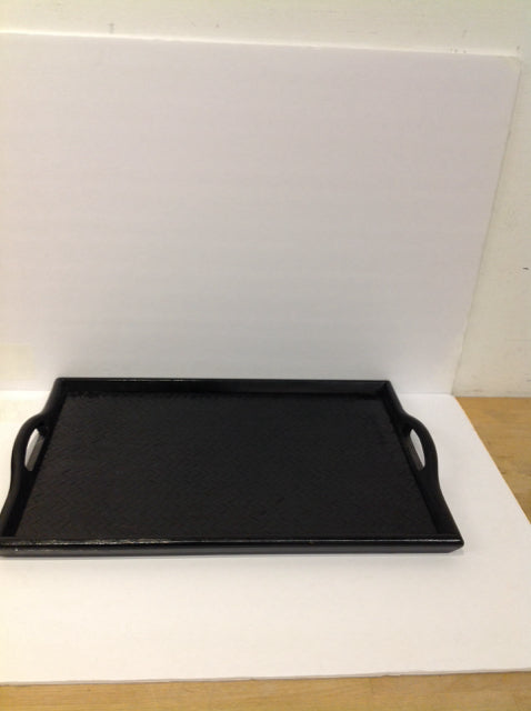 21.5"x14" Black Wicker Tray