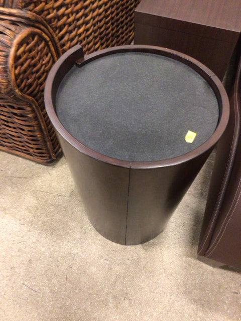 Round Wood & Stone Center End Table