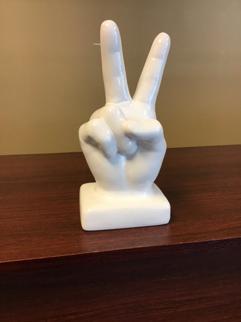 12" Ceramic Hand Peace Sign
