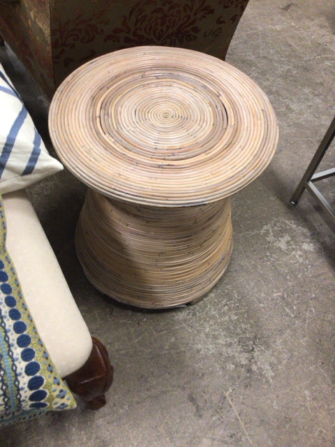 Round Wicker End Table