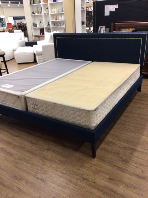 AS-IS Navy Blue King Bed(Need New Supports)