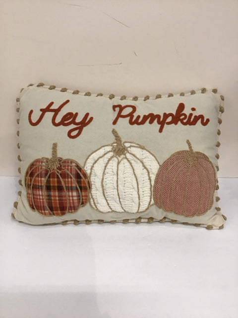 "Hey Pumpkin" Pillow w/Pumpkin Decor