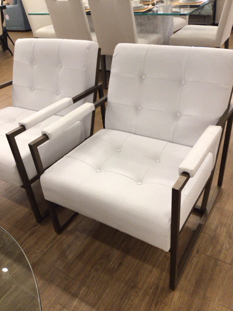 White Ostrich Embossed Vinyl Chair