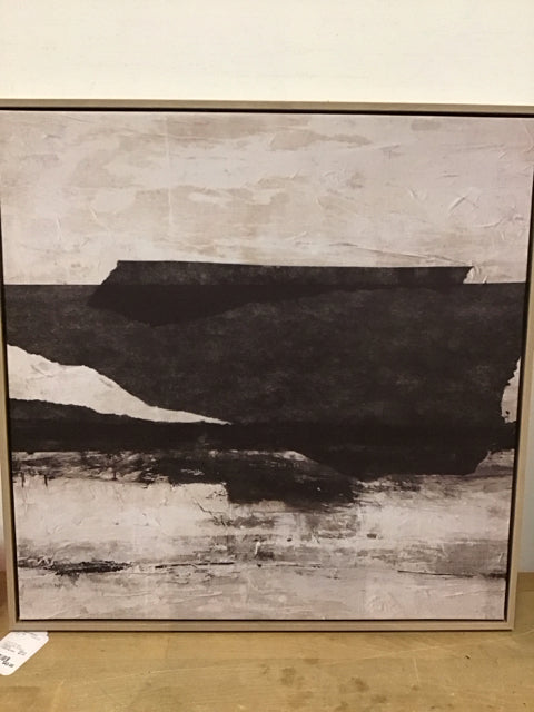 24x24 Framed Black/Grey Abstract Canvas Art