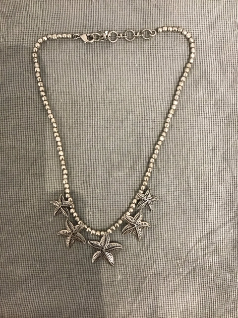 Silvertone Starfish Beaded Necklace