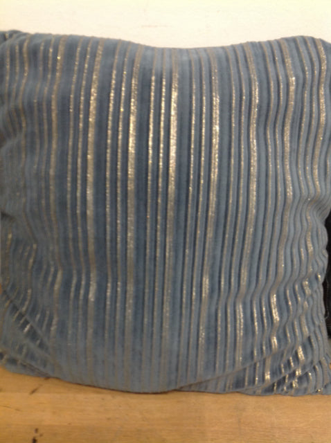 Pillow- 18" Blue Gold Stripe