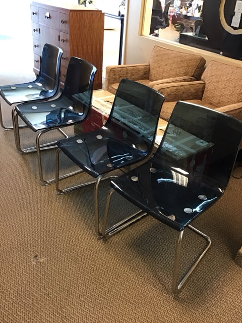 Set/4 Acrylic Blue IKEA Tobias Chairs