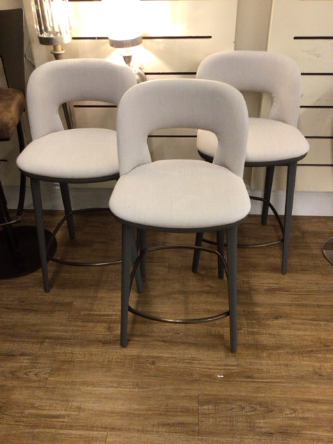 Set Of 3 Addison House Path Fabric Bar Stools
