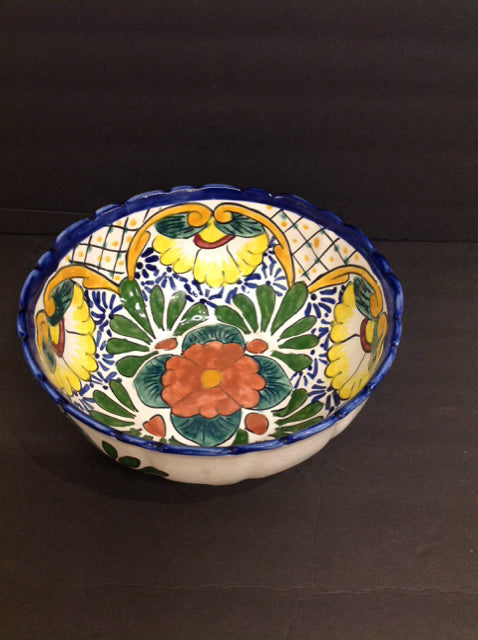 11.5" Ceramic Bowl w/Painted Flowers