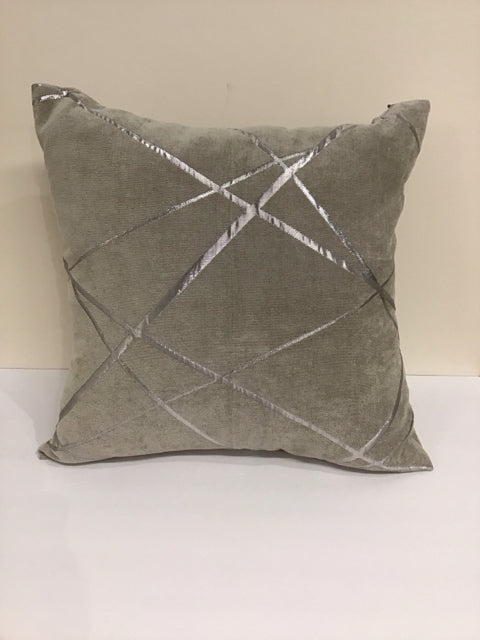 Grey Chenille Pillow w/Metallic Accents
