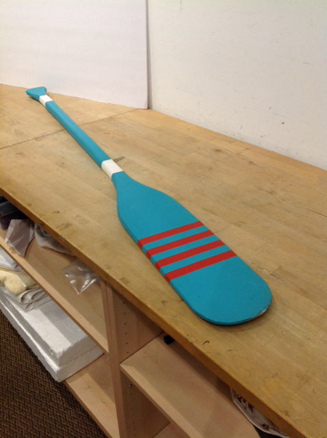 54" Aqua/Red Decorative Wooden Boat Paddle