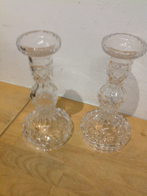 Candle Holder- 8" Pair Of Waterford Crystal