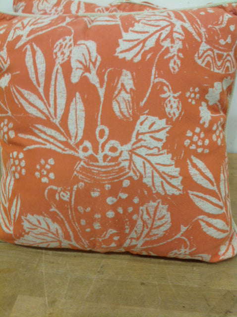 Pillow- 16" Orange & White Floral