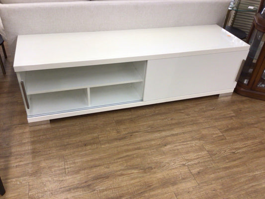 White Lacqured Glass Door Media Console