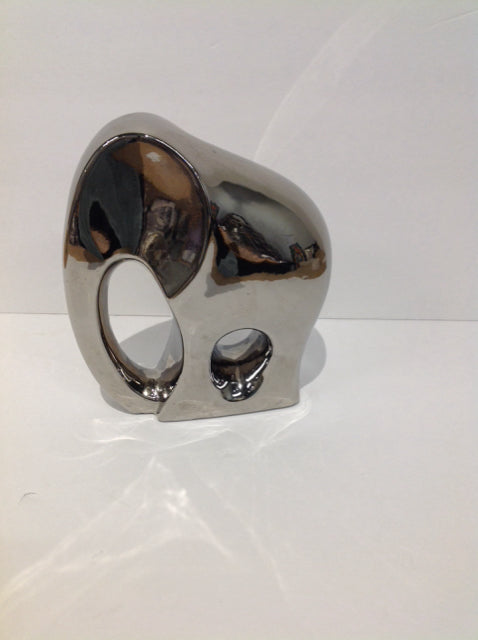 9" Silver Ceramic Elephant