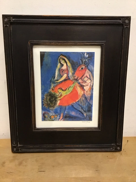 15.5"x13.5 La Fiancee Au Bouquetvert By Marc Chagall COA