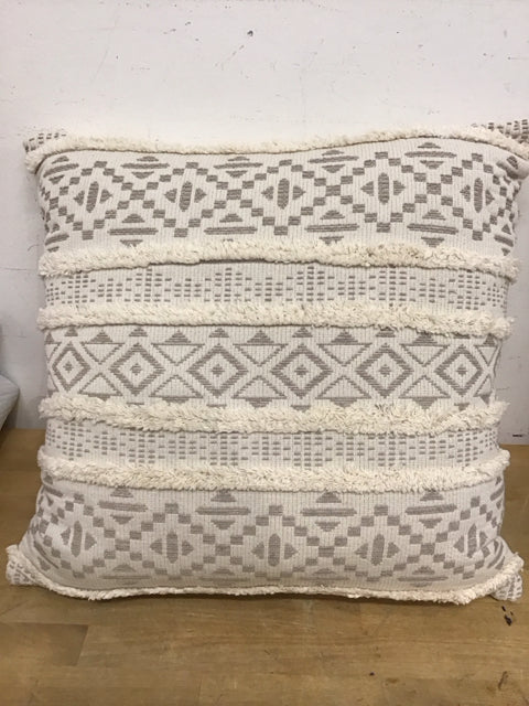 20" Beige & Cream Geometric Pattern Pillow