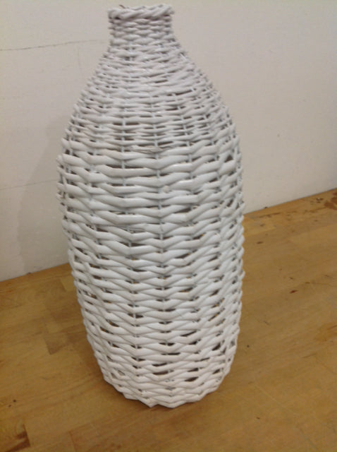 Vase- 17" White Wicker