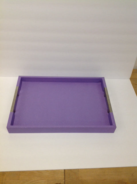 17.5x12 Purple Leather Tray w/Handles