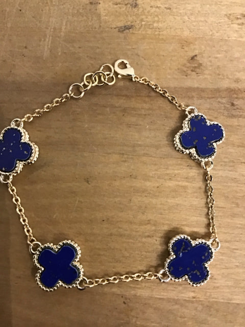 Blue StoneGoldtone Van Cleef Like Bracelet