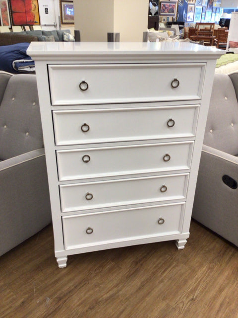 City Furniture White Five Drawer Tall Dresser
