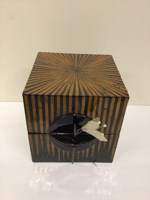 Black/Brown Sunburst Lacquered Jewelry Box