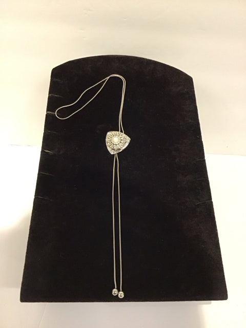 Adjustable Silver Lariat Necklace w/Pendant