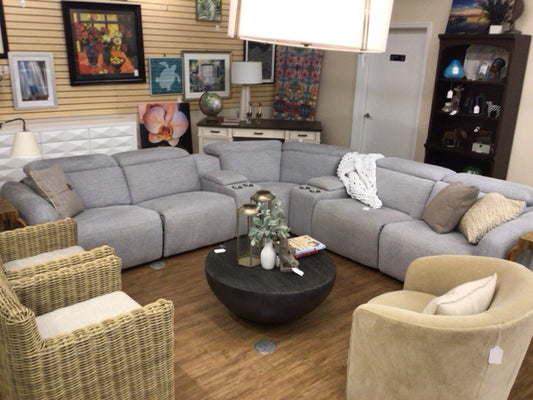 RTG Drew & Jonathan Grey Fabric 7 PC Power Reclining Sectional