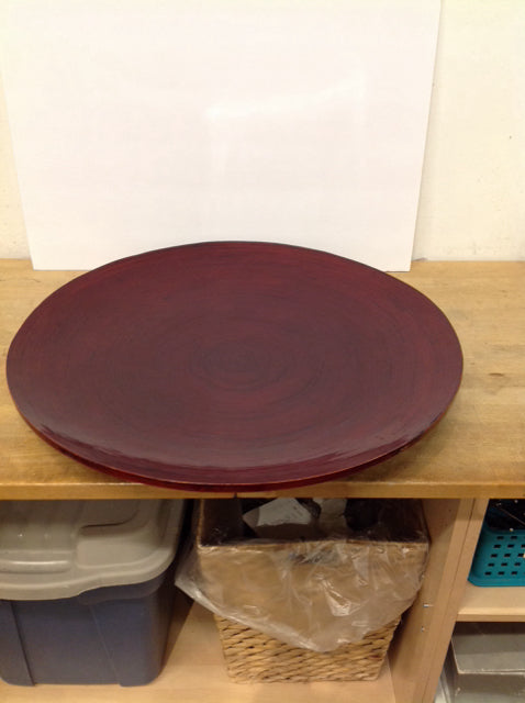 26.5" Round Red Lacquered Bamboo Charger