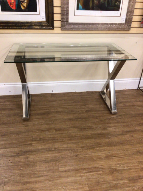 Chrome Base Glass Top Desk