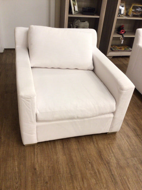 AS-IS RH White Track Arm Chair