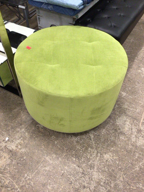 Round Green Velvet Swivel Ottoman
