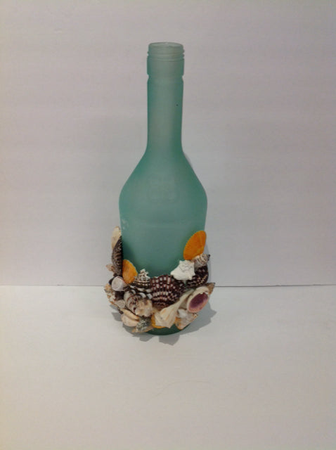 18" Frosted Glass Vase w/Seashells