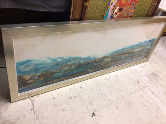 54" X 19" Z Gallerie Aqua Abstract Framed Print