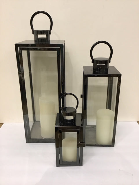 Set/3 Graduated Metal Lantern Candle Holders