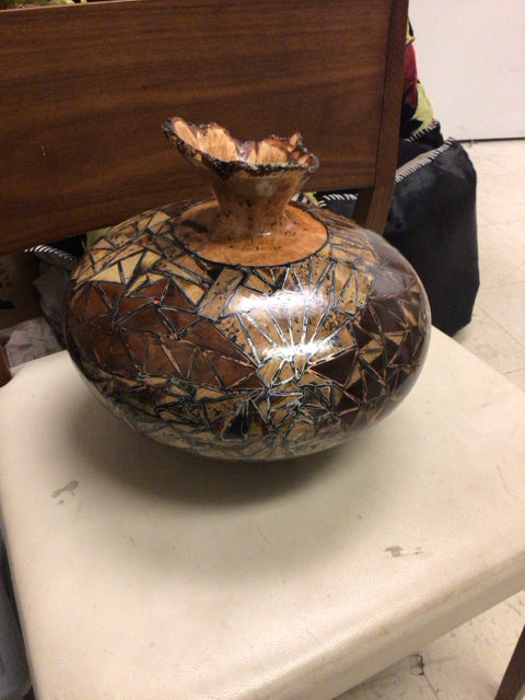 11 1/2" Colored Pencil Wood Turned Vase
