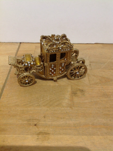 Gold/Rhinestones Russian Carriage Trinket Box