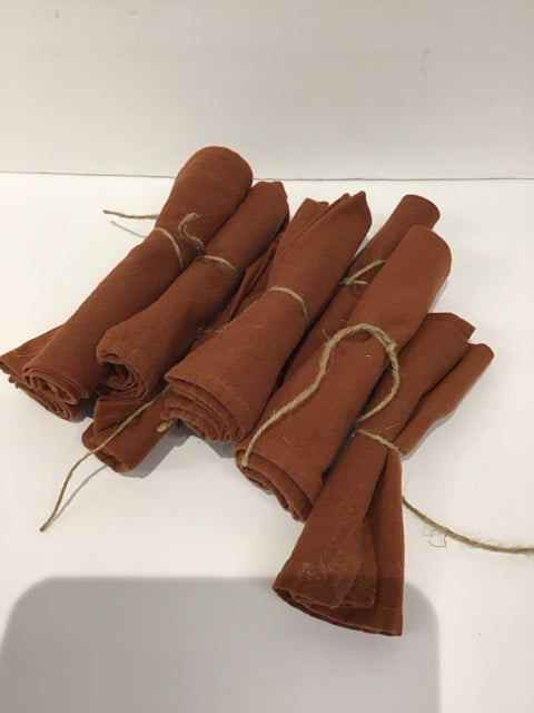 Set/8 Rope Tied Brown Dinner Napkins