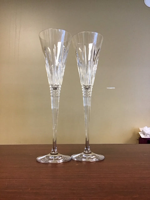 11" Waterford Lismore Diamond Toasting Flutes