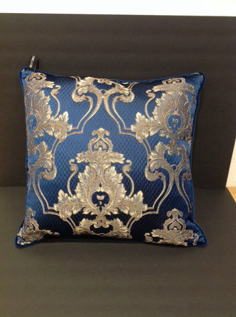 Blue Damask Pillow w/Jacquard Pattern