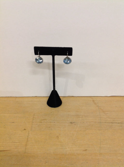 Round Blue Swarovski Crystal Earrings
