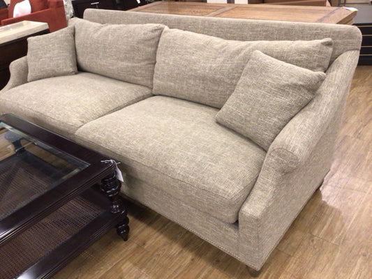 Island City Traders Custom Beige Fabric Sofa W/2 Pillows
