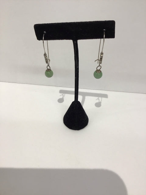 Silver Earrings w/Jade Balls